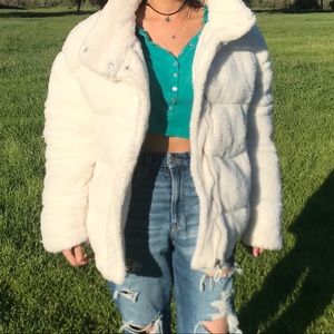 Big white cozy warm jacket
